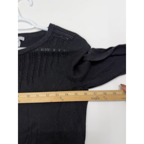 H&M Womens Shirt Size Small Black 3/4 Sleeve Round Neck Sweater - Picture 6 of 9